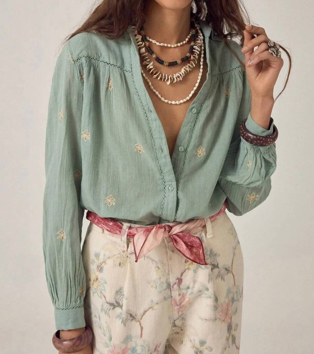 NEW MAISON HOTEL rani embroidered shirt in medusa mint